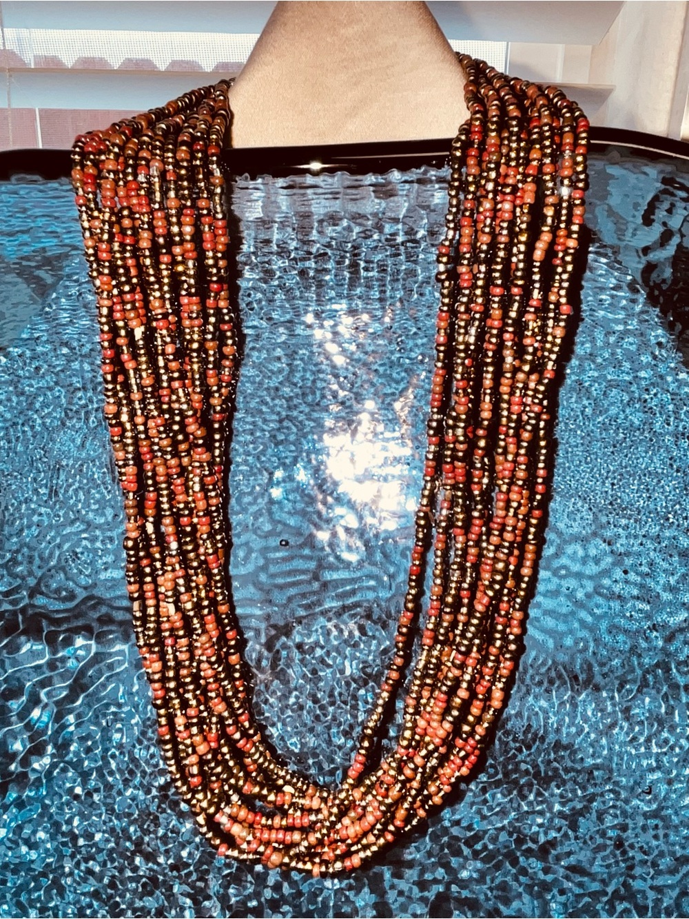 Multi-Strand Brown Beaded Necklace - Women Jewelry